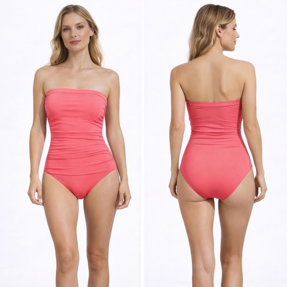 Tommy Bahama Coral Pink Orange Swimsuit One Piece 12 Convertible NWT $130